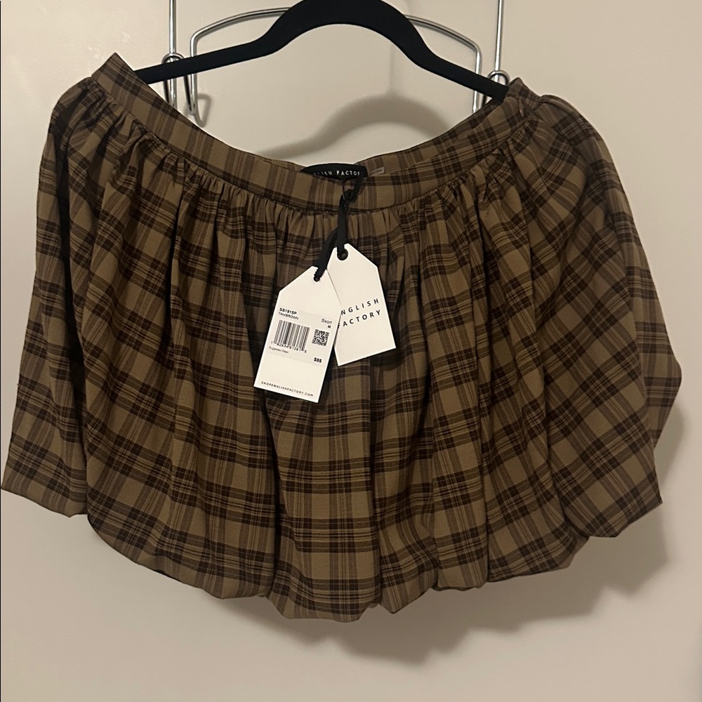 English Factory Plaid Brown/Beige Bubble Skirt
Checkered